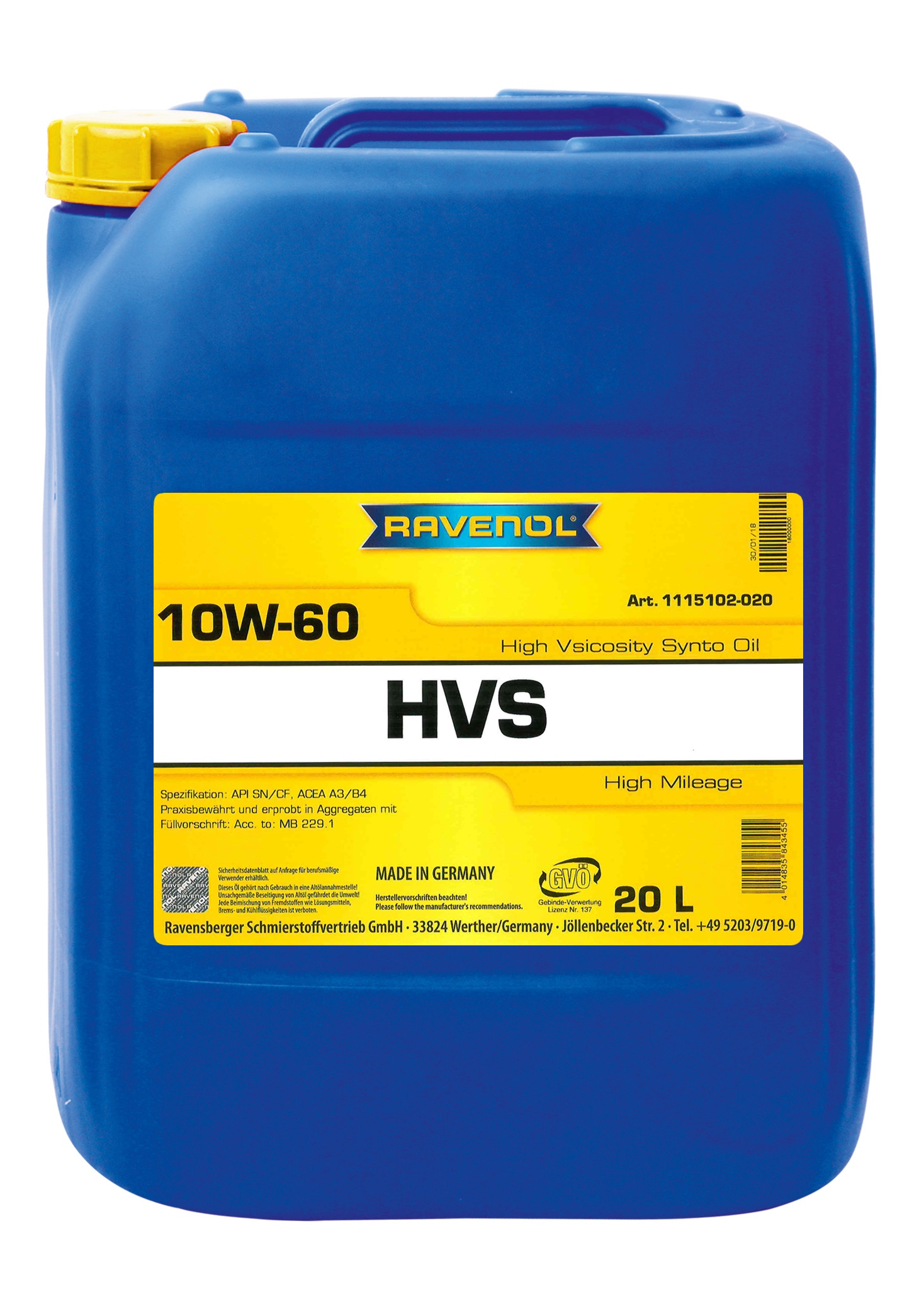 Ravenol HVS High Viscosity Synto Oil SAE 10W-60