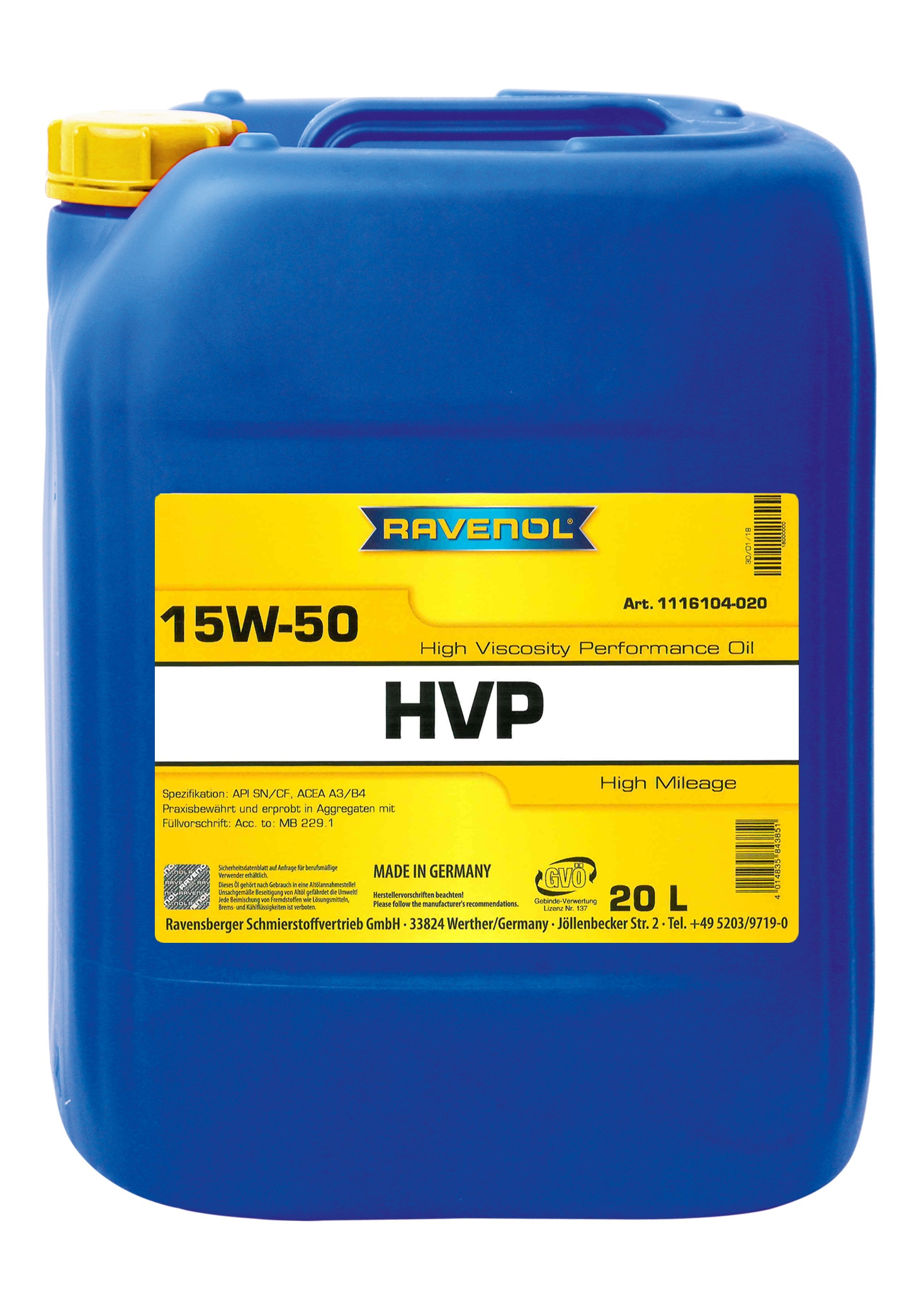 Ravenol HVP High Viscosity Perform. Oil SAE 15W-50